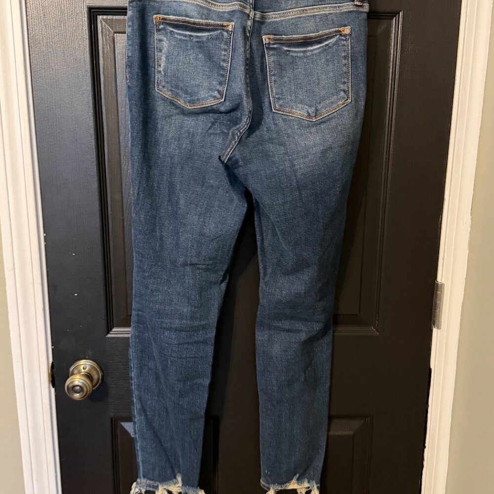 Judy Blue Womens Skinny Stretch Distressed Ankle Knee Dark Wash Size 7/28 - Picture 3 of 4
